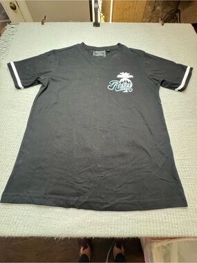 rebels Black Tee with White Trim and Palm Logo